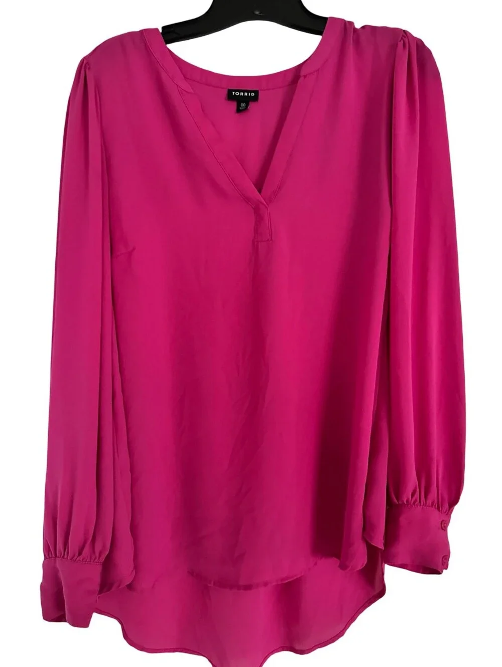 torrid Georgette Button-Down Raspberry Lantern Sleeve Shirt Blouse Plus Size 2X